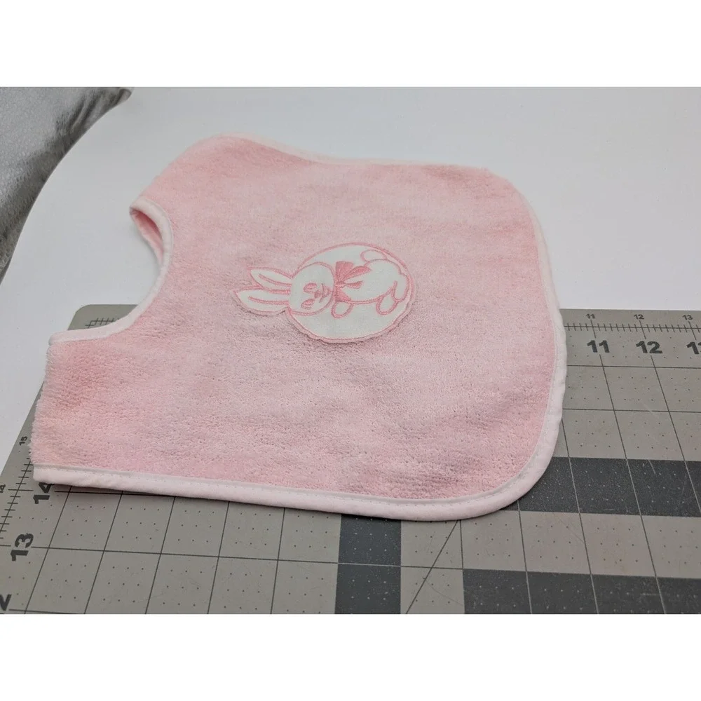 Alexis Terry Cloth Baby‎ Bib Pink Rabbit Squeaker USA